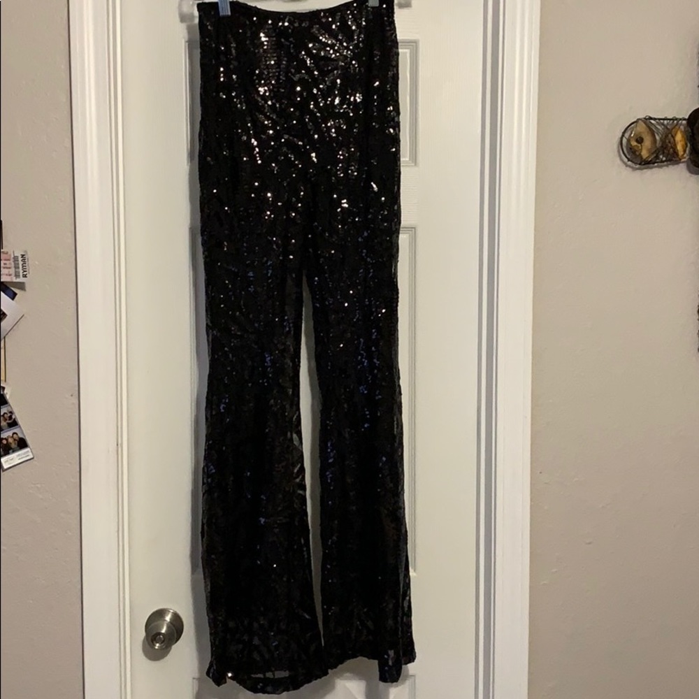 Sequin Black Flare Pants